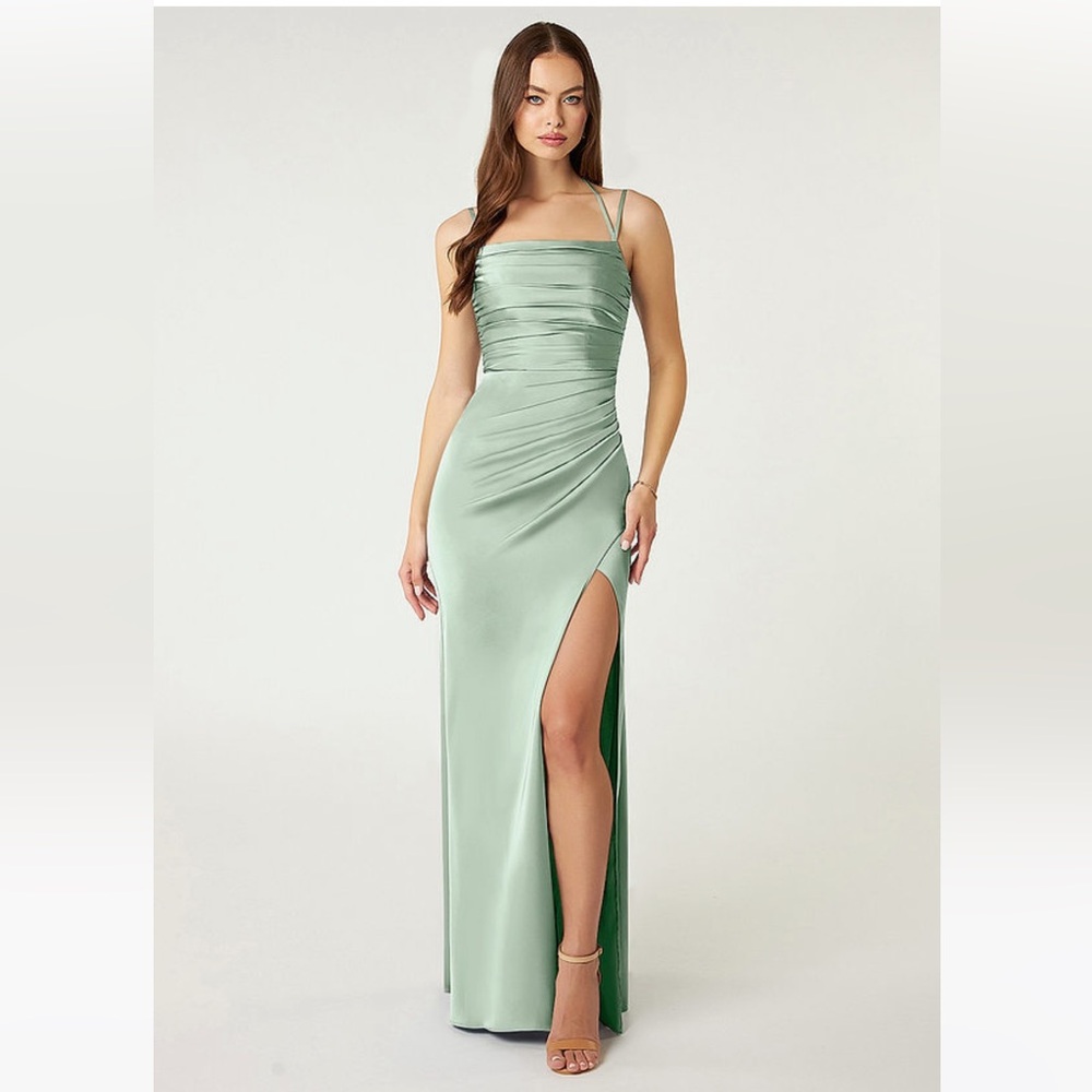 Azazie bridesmaid dress in agave/sage